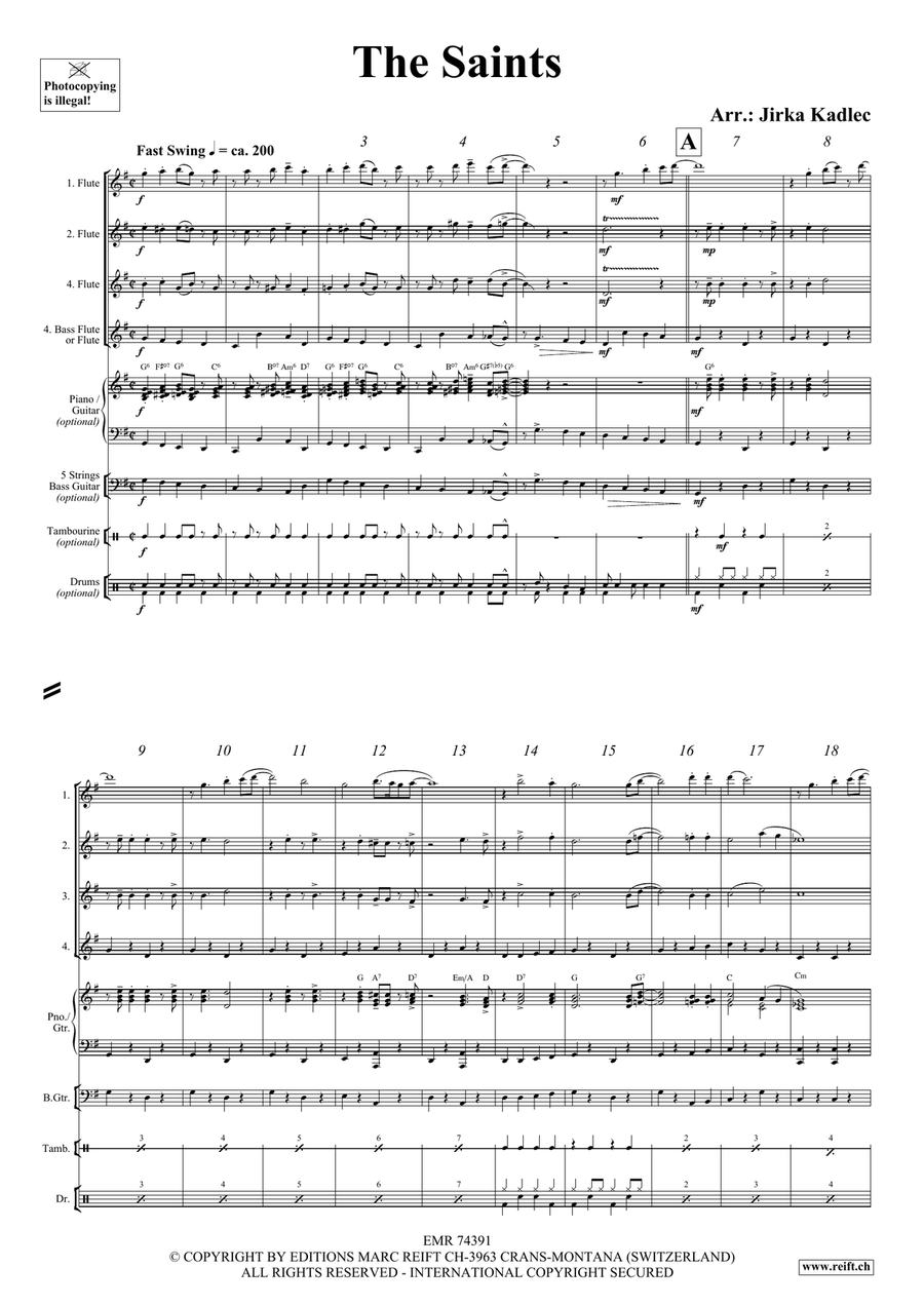 The Saints The Saints Flute Quartet scores gallery preview page 3