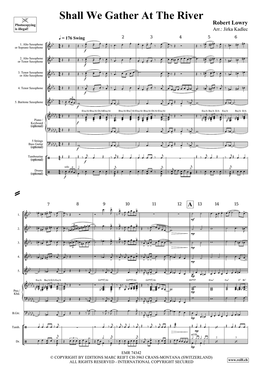 Shall We Gather At The River Saxophone Quintet scores gallery preview page 3