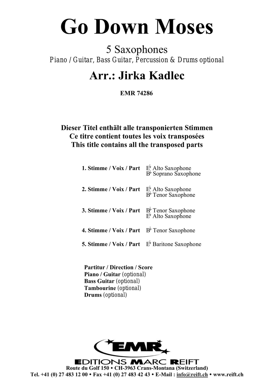 Go Down Moses Go Down Moses Saxophone Quintet scores gallery preview page 2