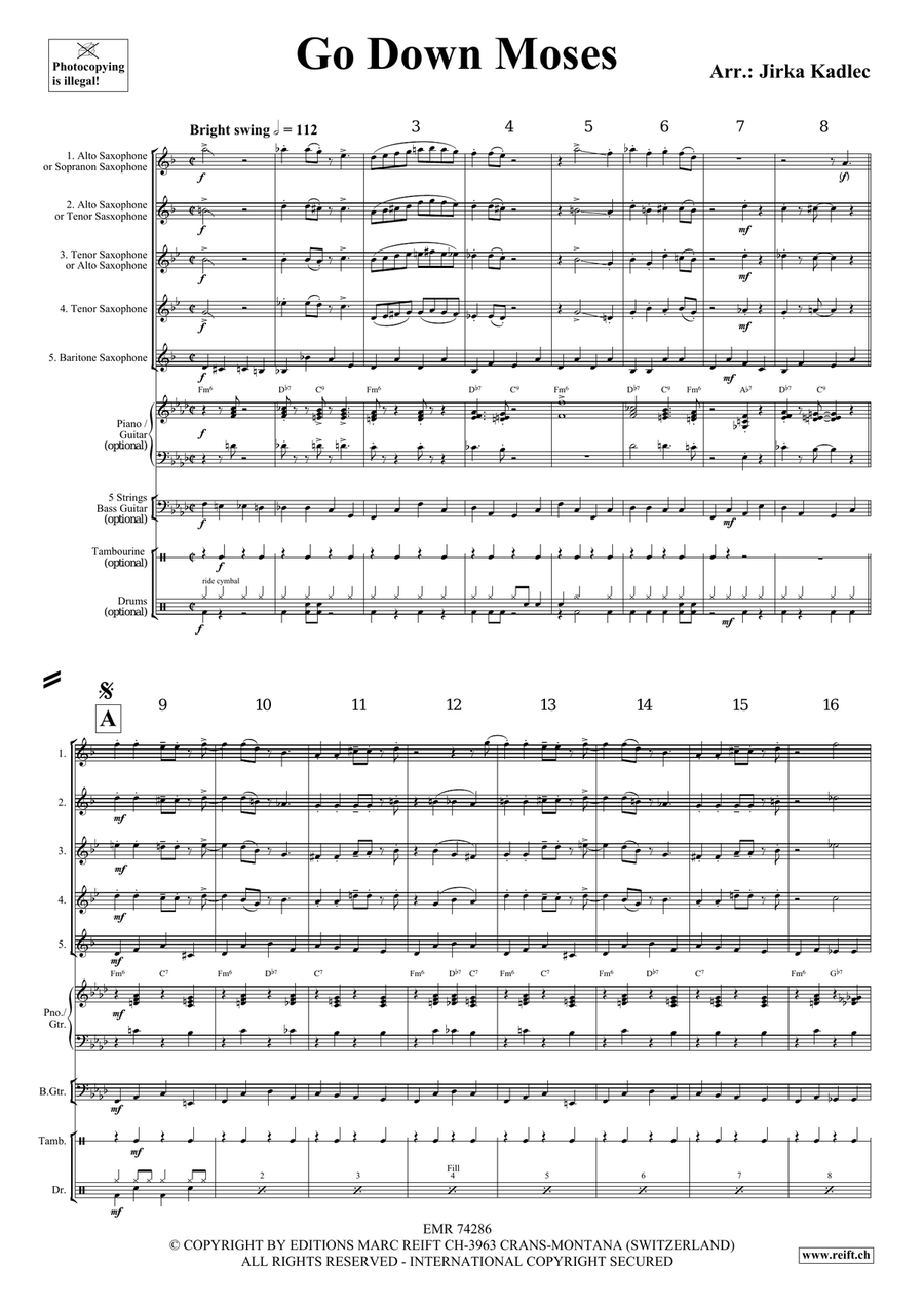 Go Down Moses Go Down Moses Saxophone Quintet scores gallery preview page 3