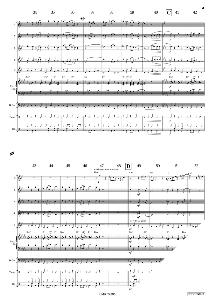 Go Down Moses Go Down Moses Saxophone Quintet scores gallery preview page 5