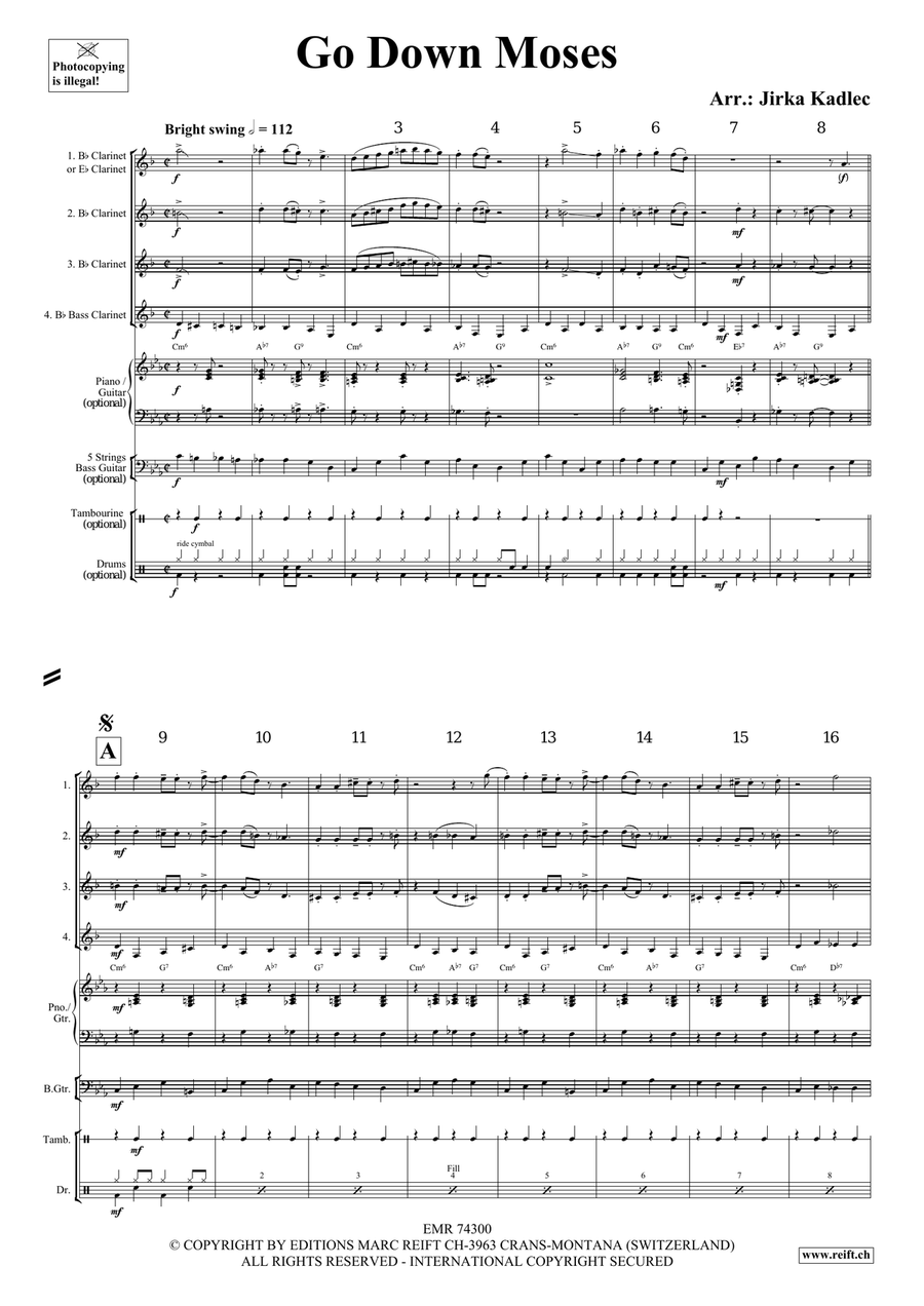 Go Down Moses Go Down Moses Clarinet Quartet scores gallery preview page 3