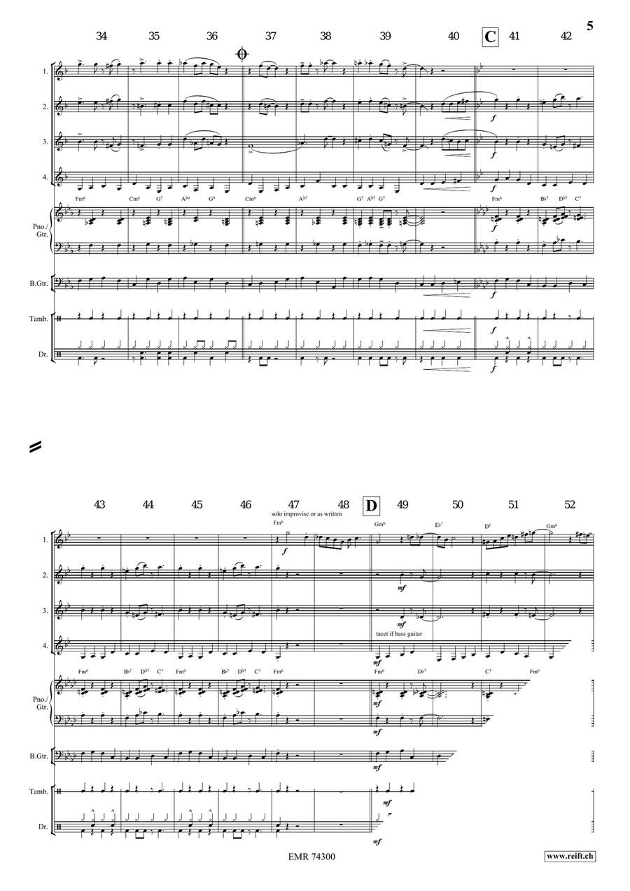Go Down Moses Go Down Moses Clarinet Quartet scores gallery preview page 5
