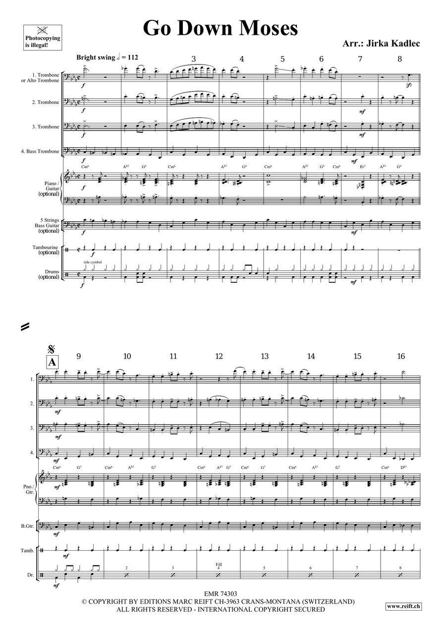 Go Down Moses Go Down Moses Trombone Quartet scores gallery preview page 3