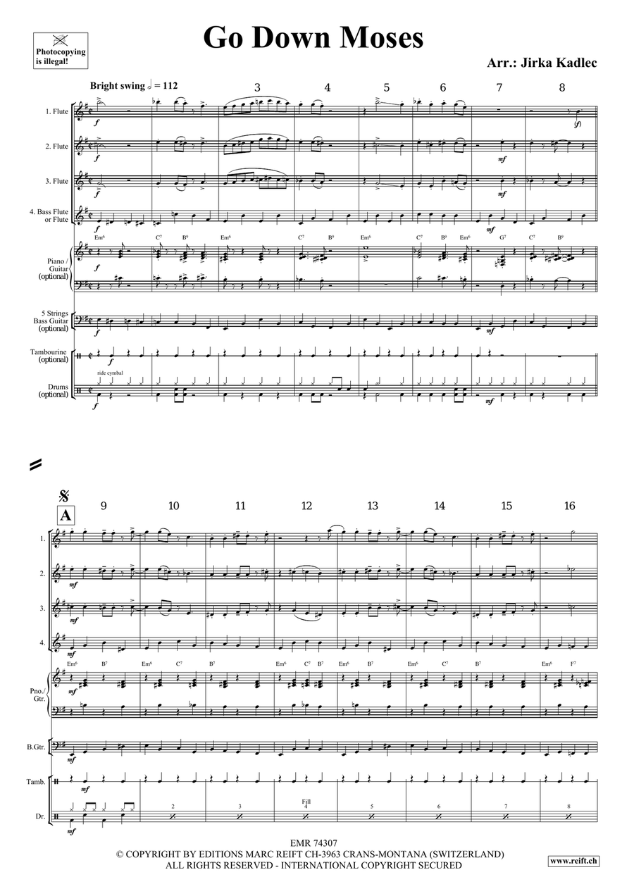 Go Down Moses Go Down Moses Flute Quartet scores gallery preview page 3