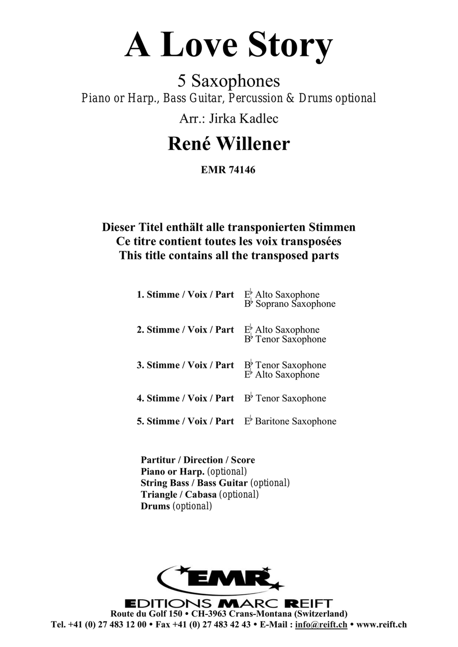 A Love Story A Love Story Saxophone Quintet scores gallery preview page 2