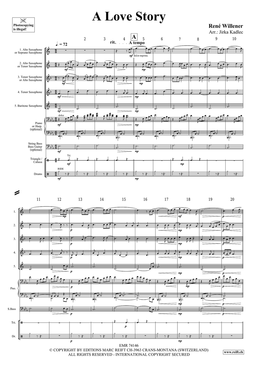 A Love Story A Love Story Saxophone Quintet scores gallery preview page 4