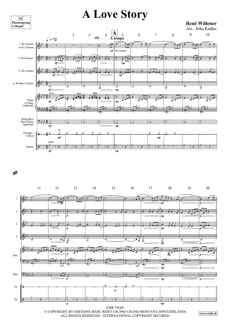 A Love Story A Love Story Clarinet Quartet scores gallery preview page 4