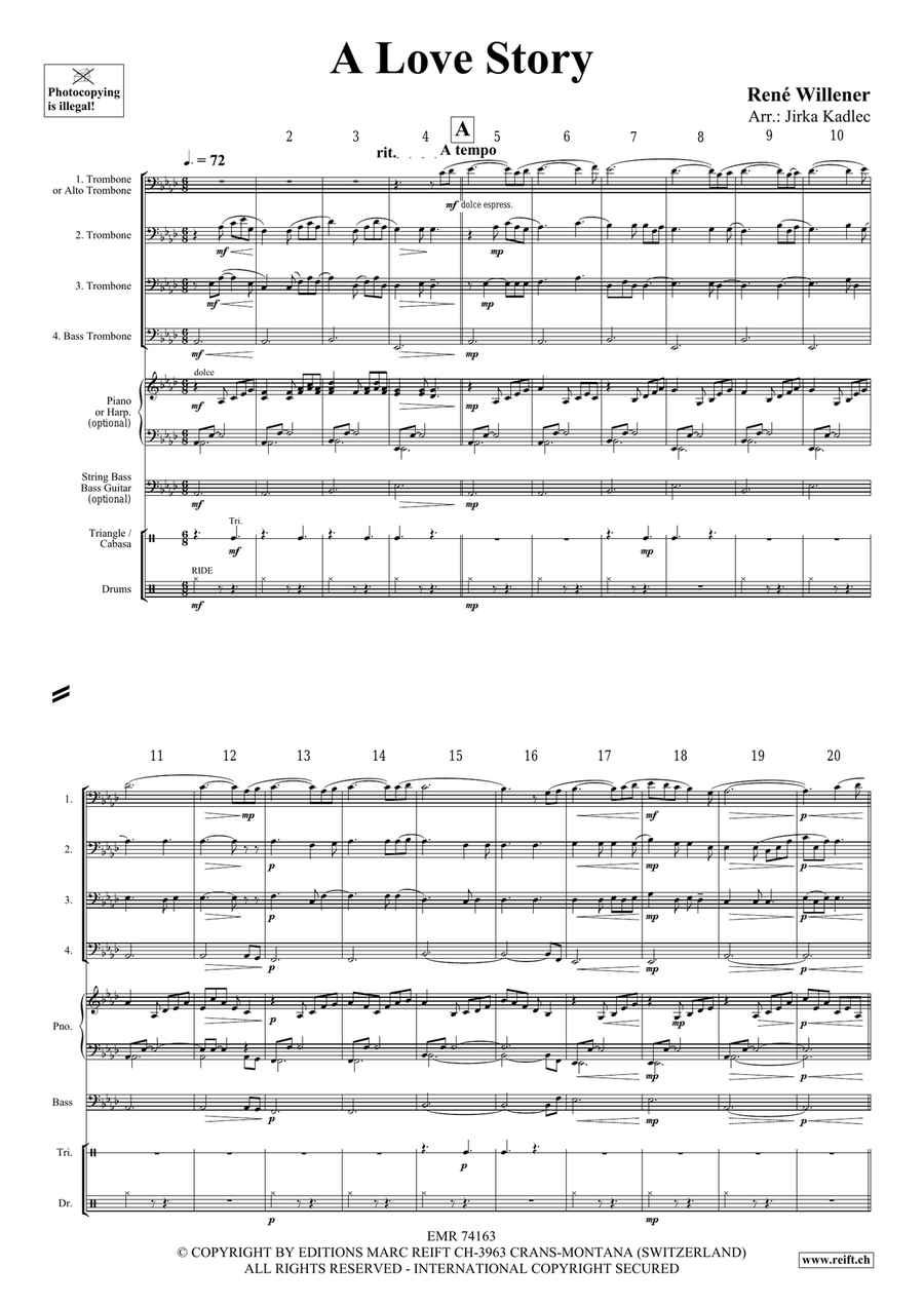 A Love Story A Love Story Trombone Quartet scores gallery preview page 4