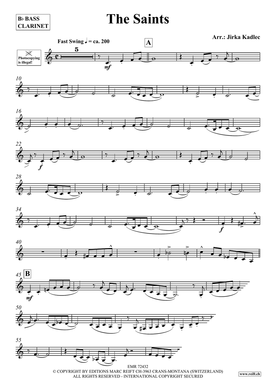 The Saints The Saints Bass Clarinet scores gallery preview page 3