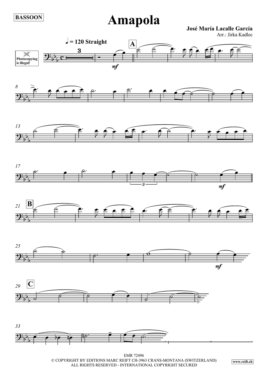 Amapola Amapola Bassoon Solo scores gallery preview page 3