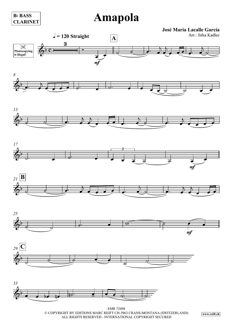 Amapola Amapola Bass Clarinet scores gallery preview page 3