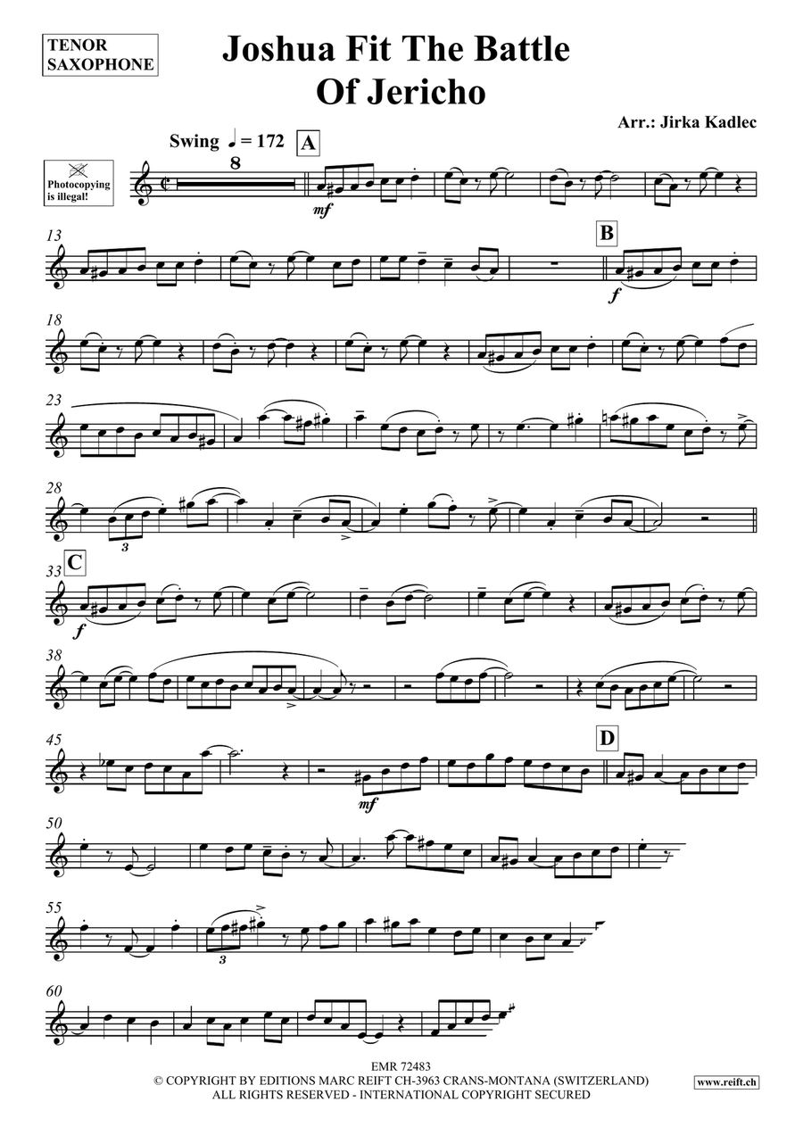 Joshua Fit The Battle Of Jericho Tenor Saxophone scores gallery preview page 3