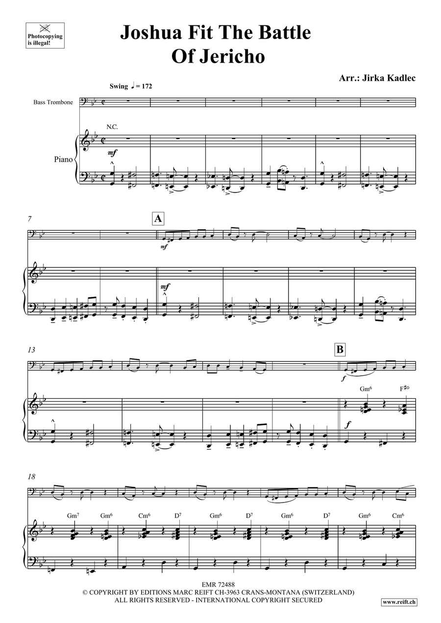 Joshua Fit The Battle Of Jericho Bass Trombone scores gallery preview page 4