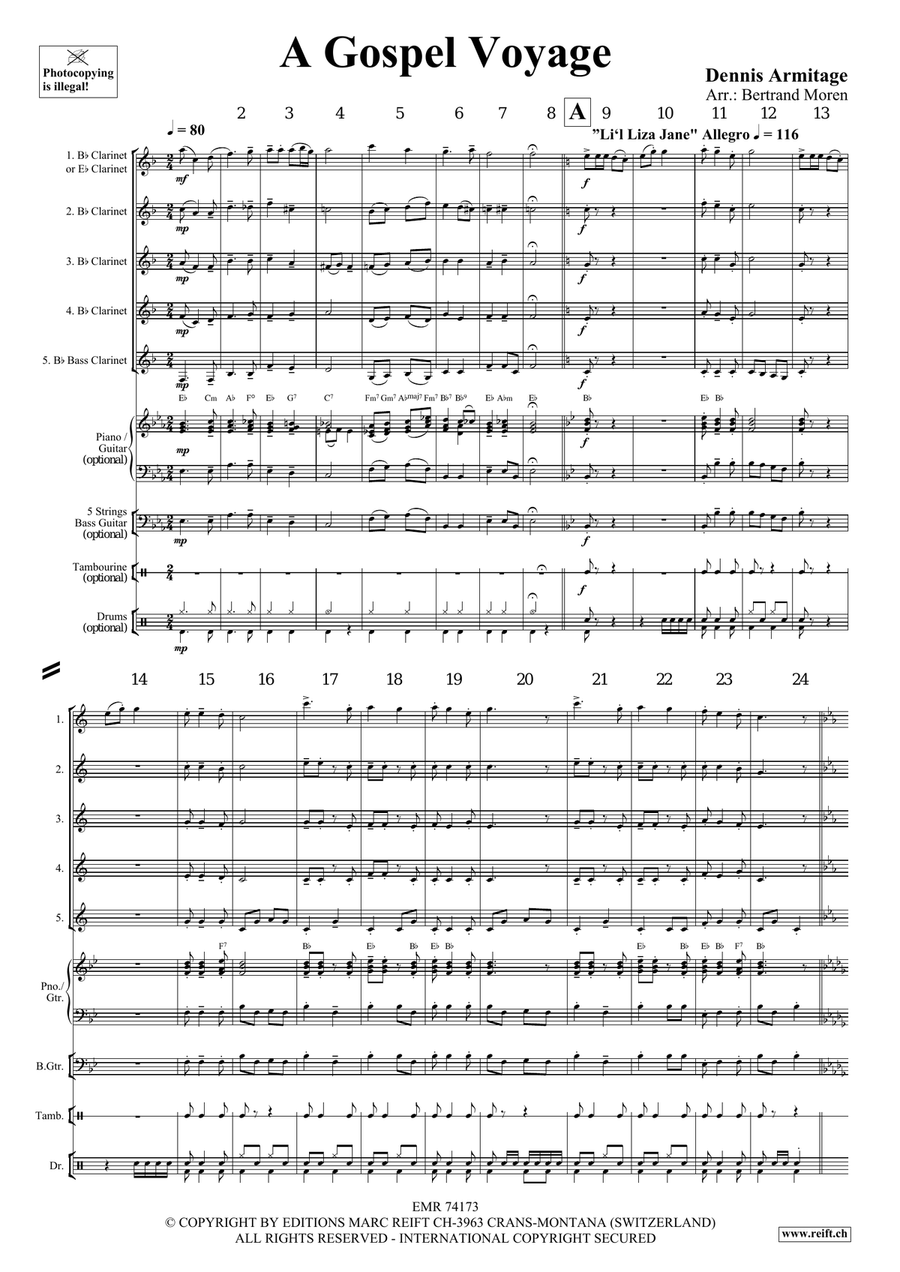 A Gospel Voyage A Gospel Voyage Clarinet Quintet scores gallery preview page 4