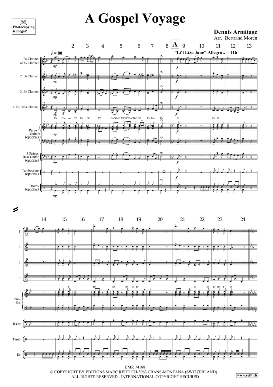 A Gospel Voyage A Gospel Voyage Clarinet Quartet scores gallery preview page 4