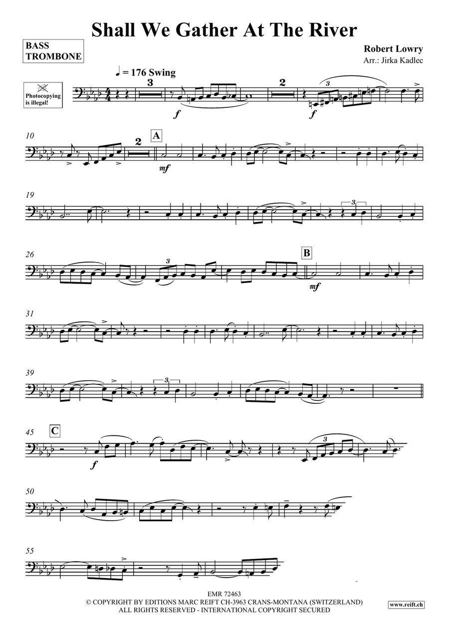 Shall We Gather At The River Bass Trombone scores gallery preview page 3