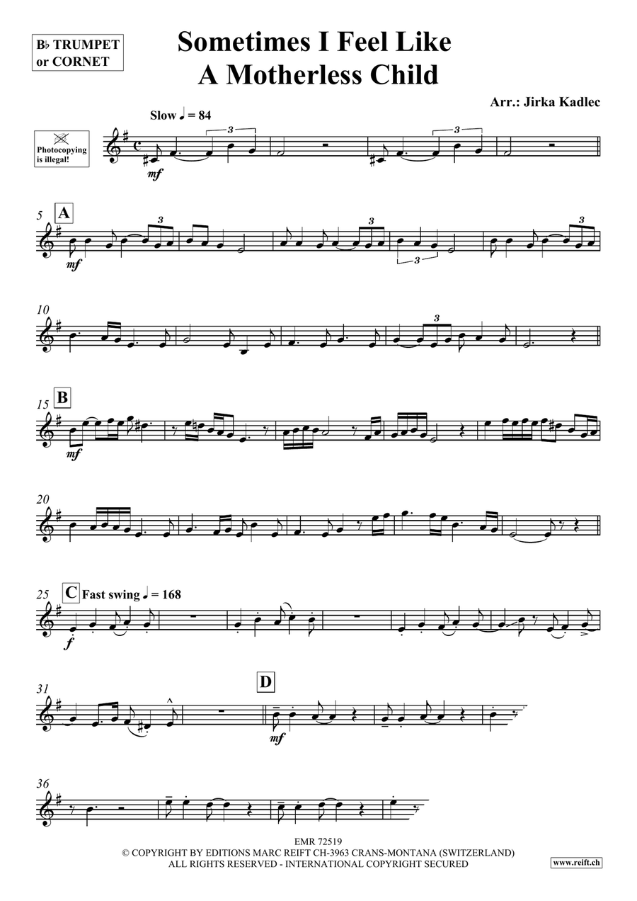 Sometimes I Feel Like A Motherless Child Cornet scores gallery preview page 3