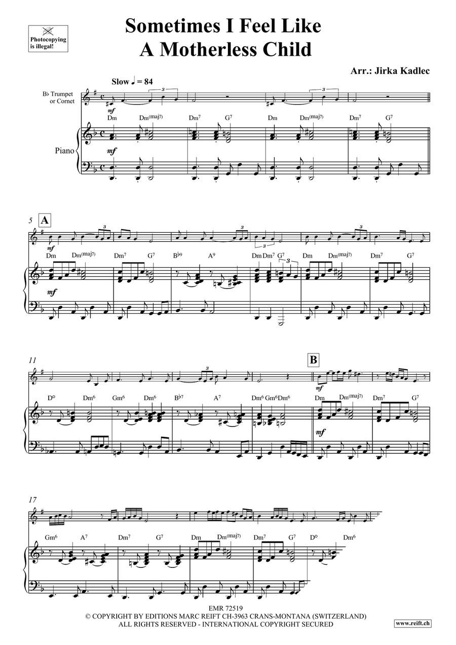 Sometimes I Feel Like A Motherless Child Cornet scores gallery preview page 4