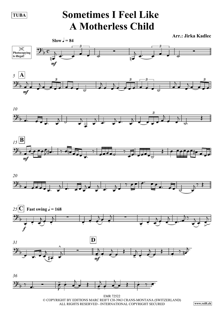 Sometimes I Feel Like A Motherless Child Tuba scores gallery preview page 3