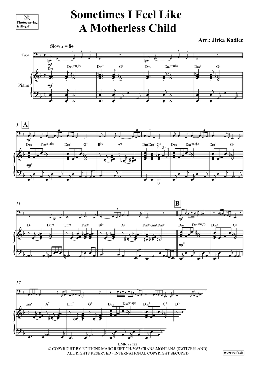 Sometimes I Feel Like A Motherless Child Tuba scores gallery preview page 4