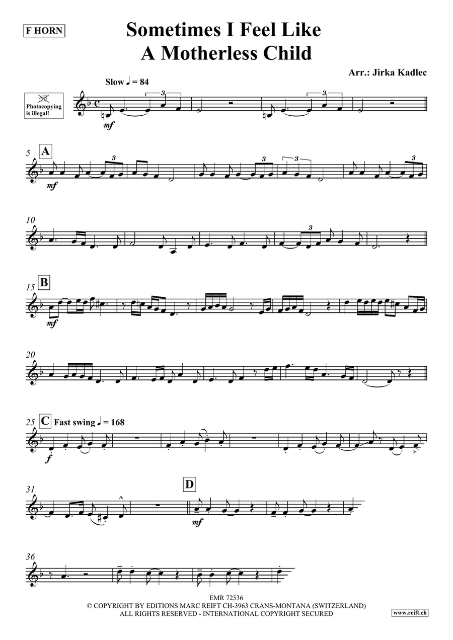 Sometimes I Feel Like A Motherless Child Horn scores gallery preview page 3