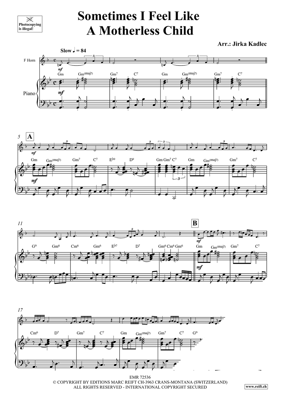 Sometimes I Feel Like A Motherless Child Horn scores gallery preview page 4