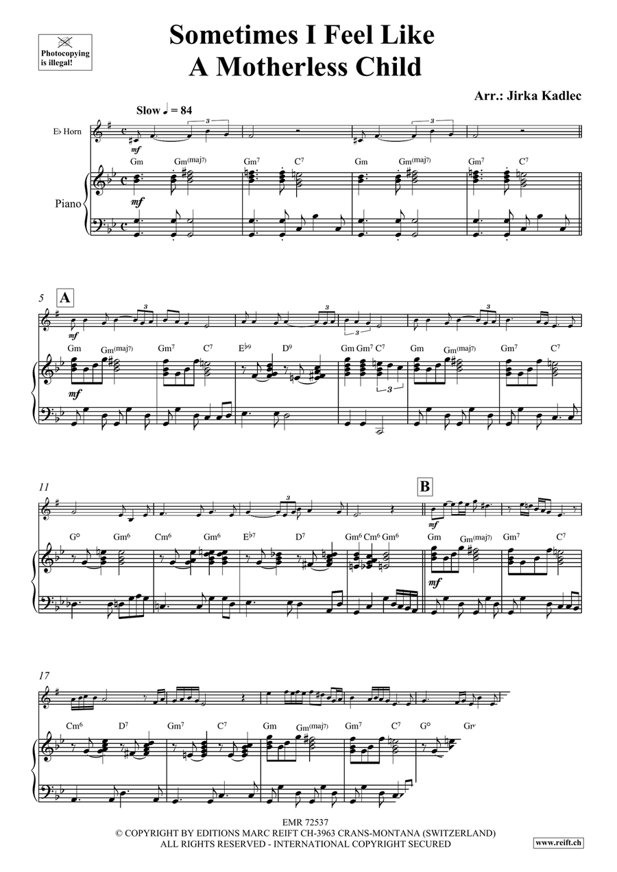 Sometimes I Feel Like A Motherless Child Horn scores gallery preview page 4