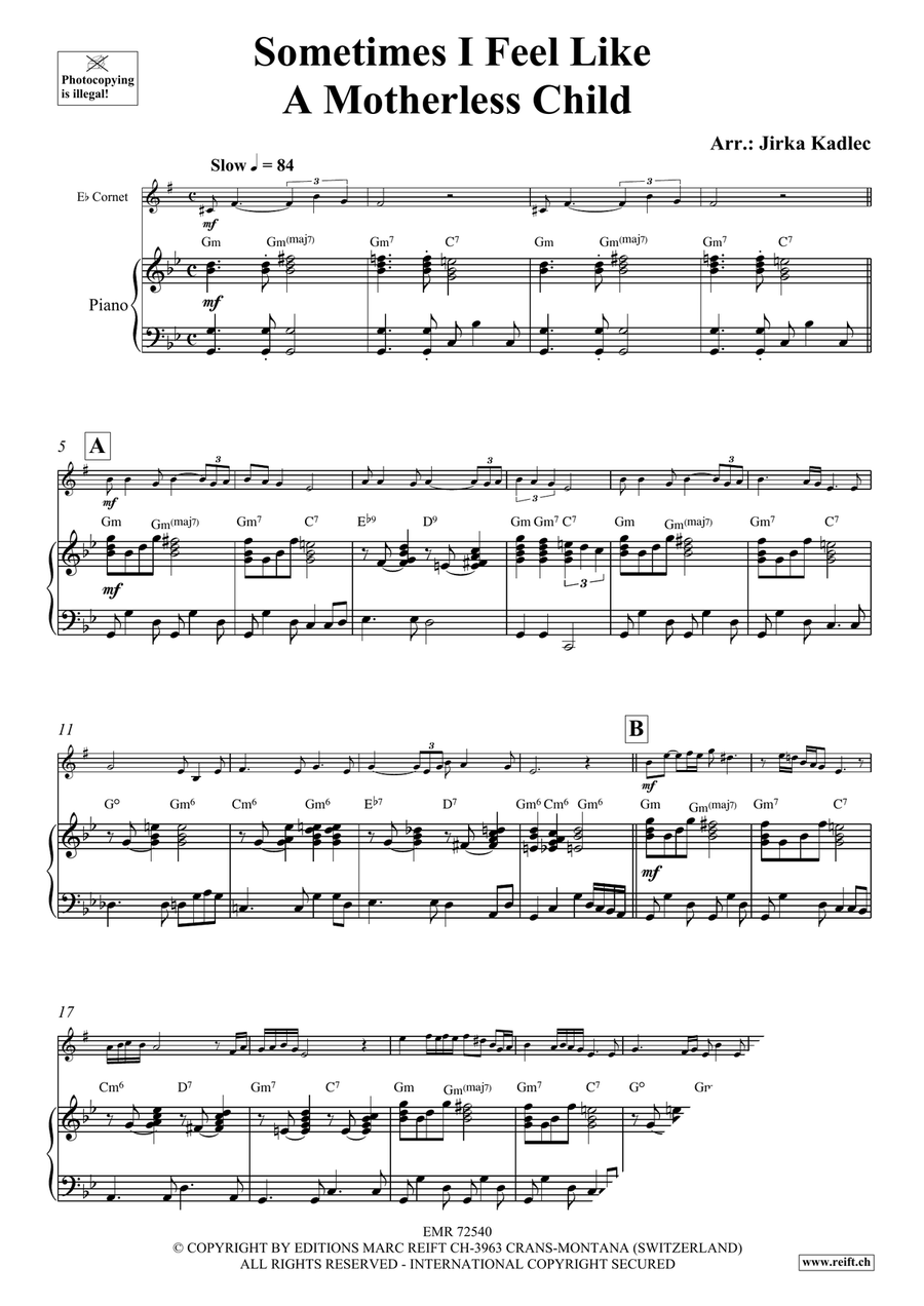 Sometimes I Feel Like A Motherless Child Cornet scores gallery preview page 4