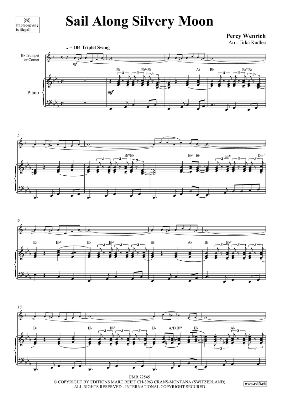 Sail Along Silvery Moon by Percy Wenrich Cornet - Sheet Music page 3