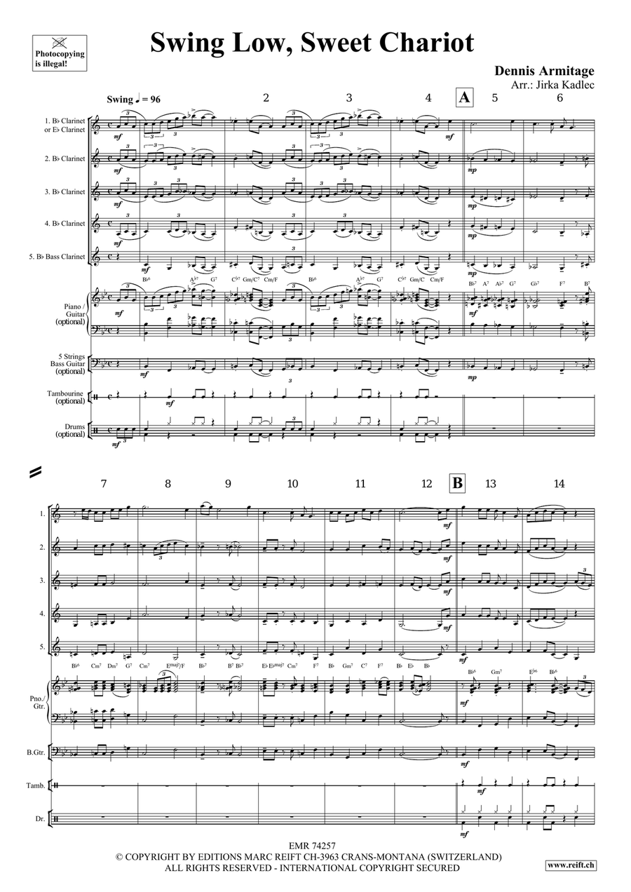 Swing Low, Sweet Chariot Swing Low, Sweet Chariot Clarinet Quintet scores gallery preview page 4