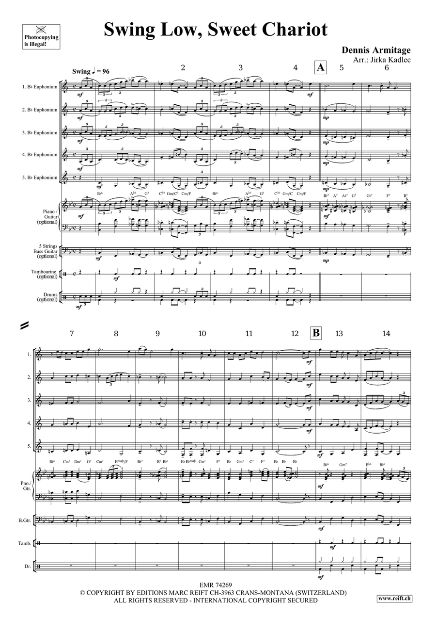 Swing Low, Sweet Chariot Swing Low, Sweet Chariot Euphonium Quintet scores gallery preview page 4