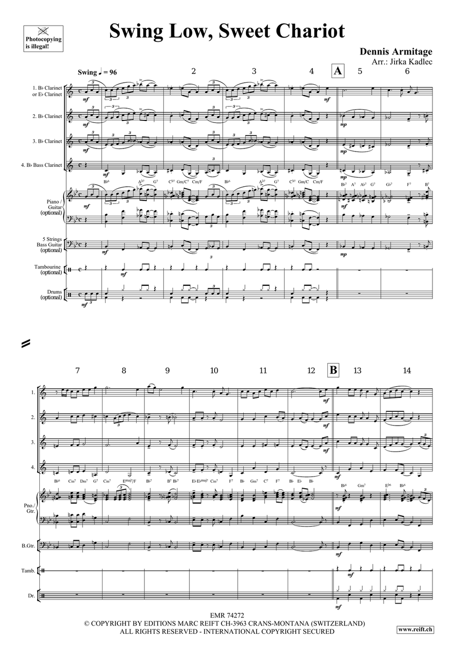 Swing Low, Sweet Chariot Swing Low, Sweet Chariot Clarinet Quartet scores gallery preview page 4