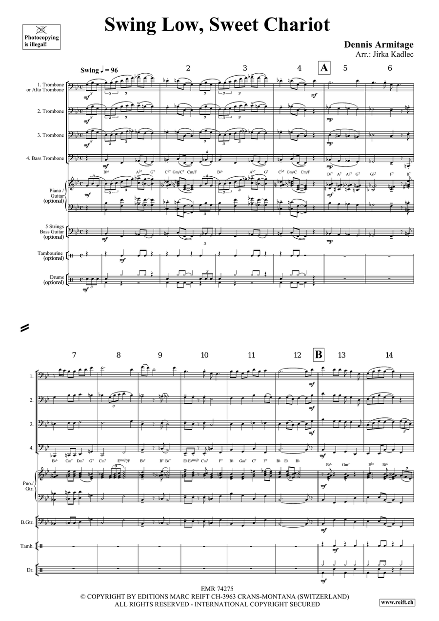 Swing Low, Sweet Chariot Swing Low, Sweet Chariot Trombone Quartet scores gallery preview page 4