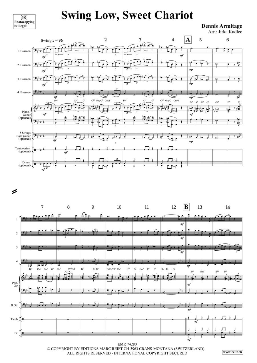 Swing Low, Sweet Chariot Swing Low, Sweet Chariot Bassoon Quartet scores gallery preview page 4