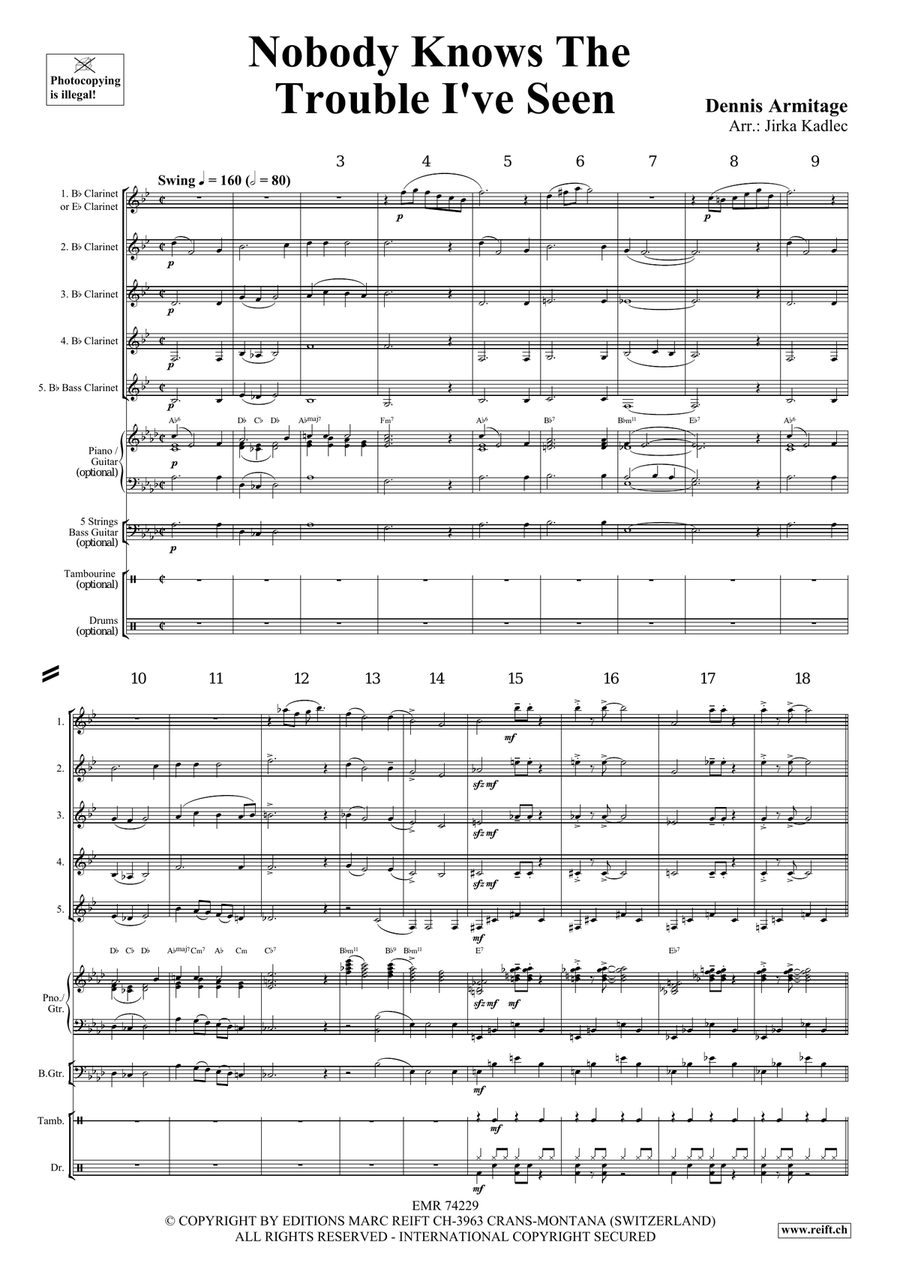 Nobody Knows The Trouble I've Seen Clarinet Quintet scores gallery preview page 4