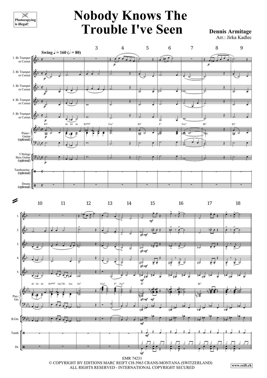 Nobody Knows The Trouble I've Seen Cornet scores gallery preview page 4