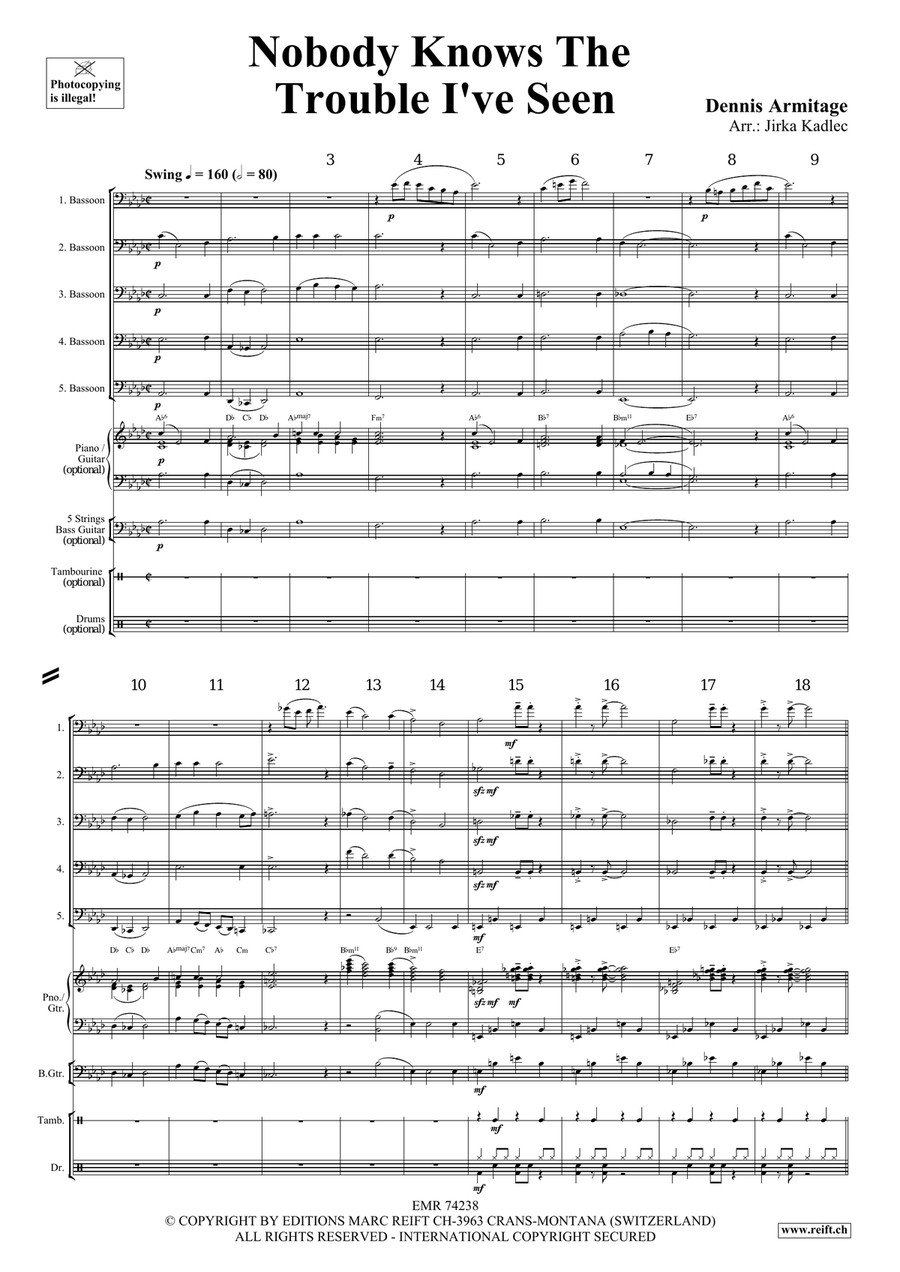 Nobody Knows The Trouble I've Seen Bassoon scores gallery preview page 4