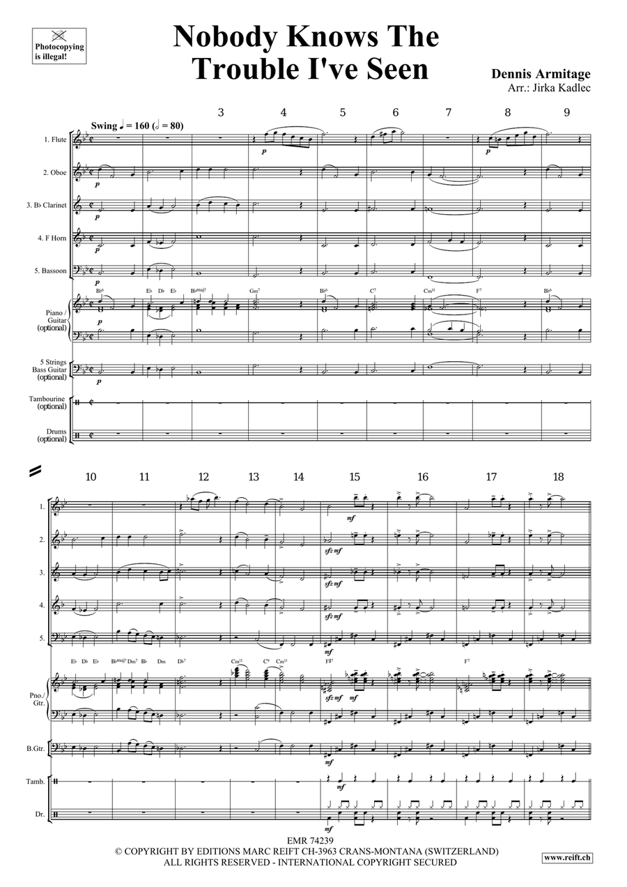 Nobody Knows The Trouble I've Seen Woodwind Quintet scores gallery preview page 4