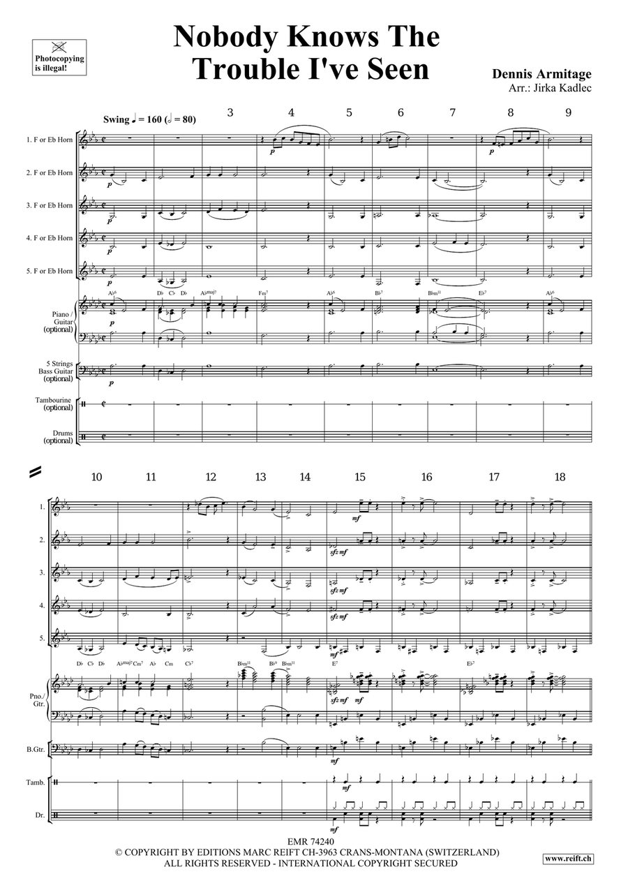Nobody Knows The Trouble I've Seen Horn scores gallery preview page 4