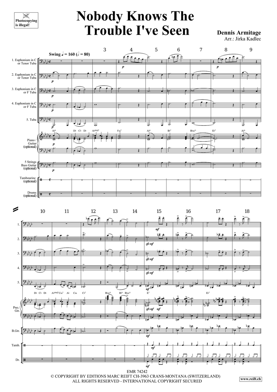 Nobody Knows The Trouble I've Seen Tuba scores gallery preview page 4