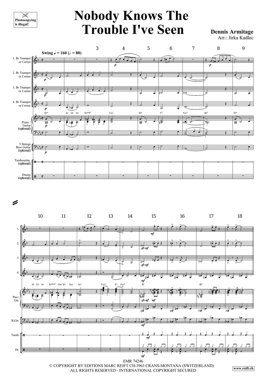Nobody Knows The Trouble I've Seen Cornet scores gallery preview page 4