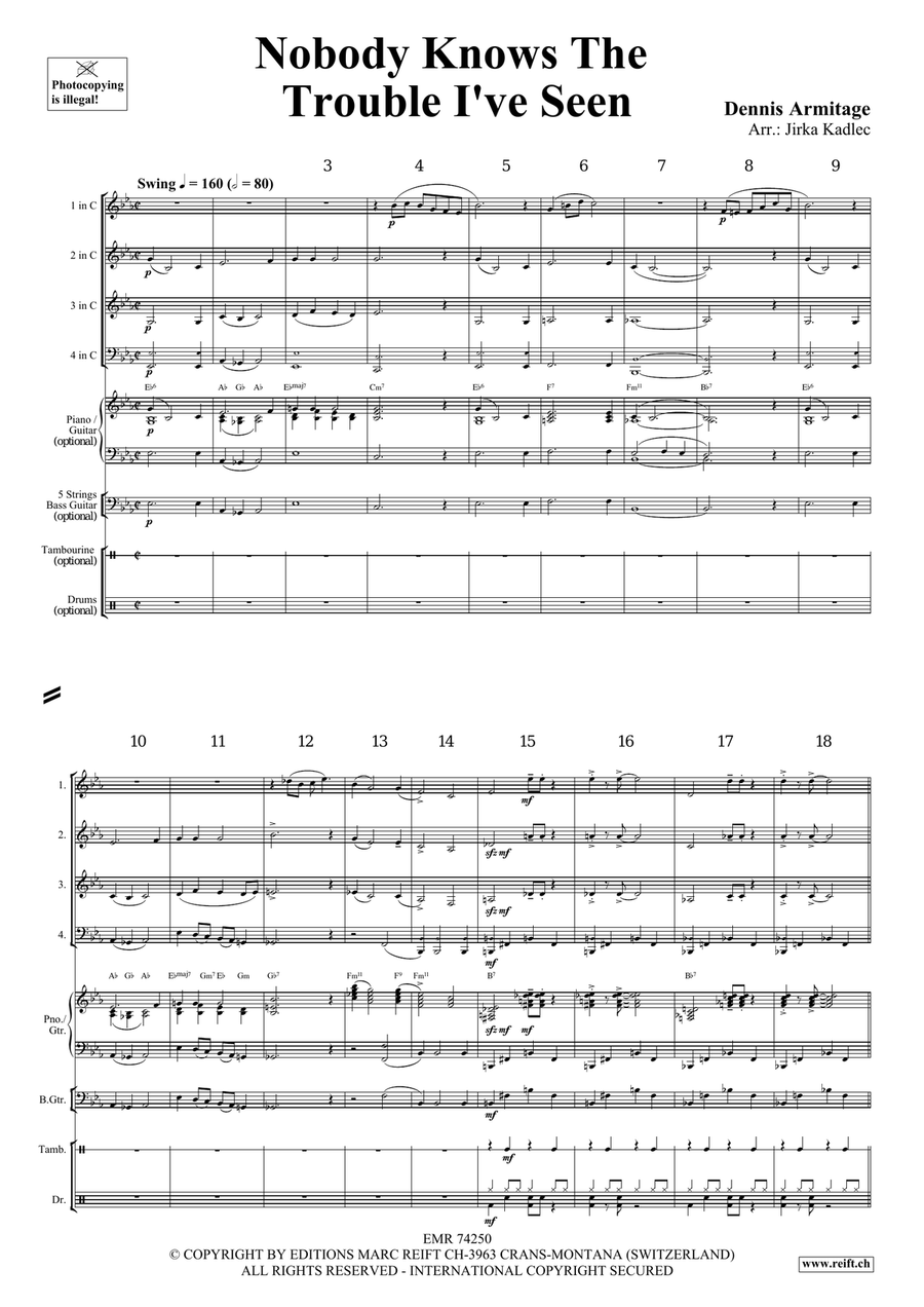 Nobody Knows The Trouble I've Seen Woodwind Quartet scores gallery preview page 4