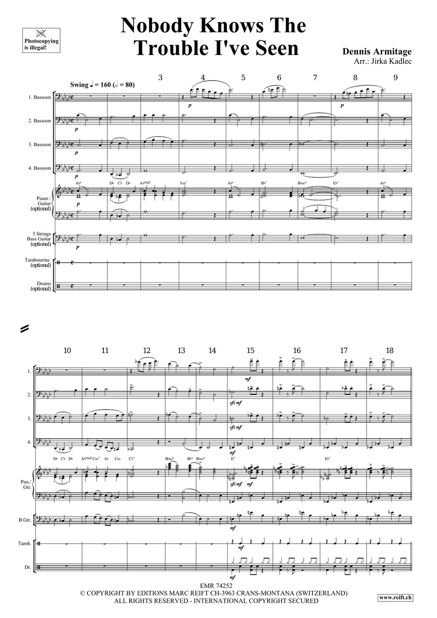 Nobody Knows The Trouble I've Seen Bassoon Quartet scores gallery preview page 4