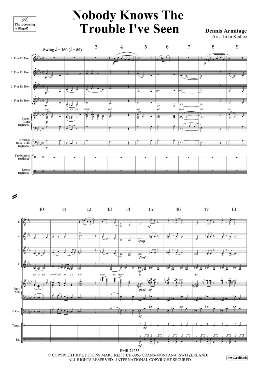 Nobody Knows The Trouble I've Seen Horn scores gallery preview page 4