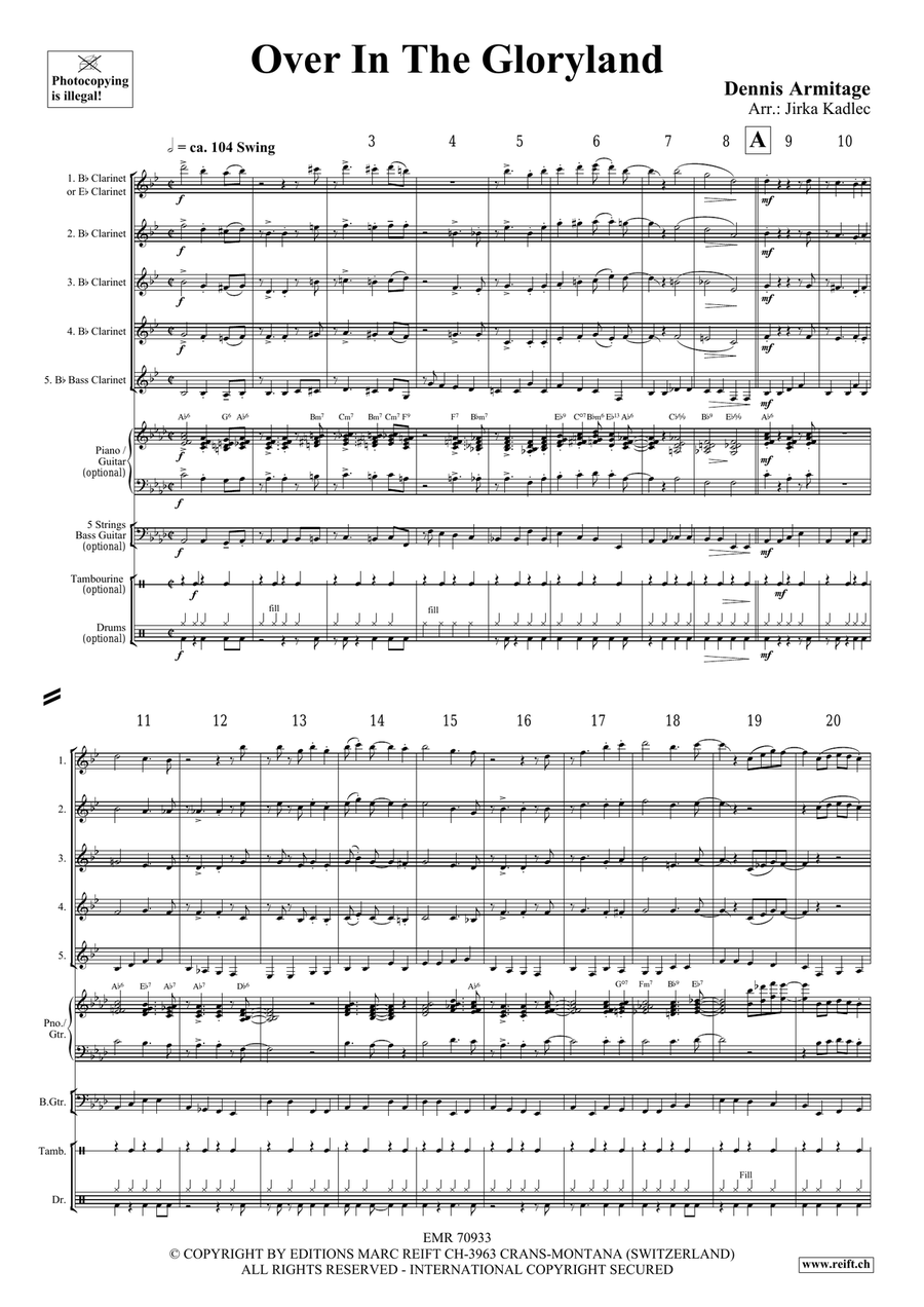 Over In The Gloryland Over In The Gloryland Clarinet Quintet scores gallery preview page 4