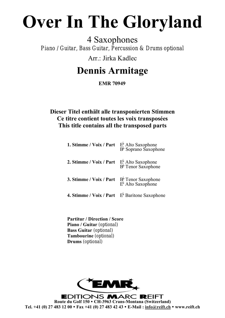 Over In The Gloryland Over In The Gloryland Saxophone Quartet scores gallery preview page 2