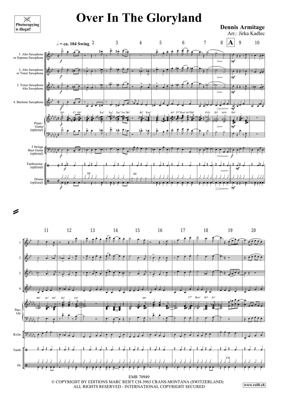 Over In The Gloryland Over In The Gloryland Saxophone Quartet scores gallery preview page 4
