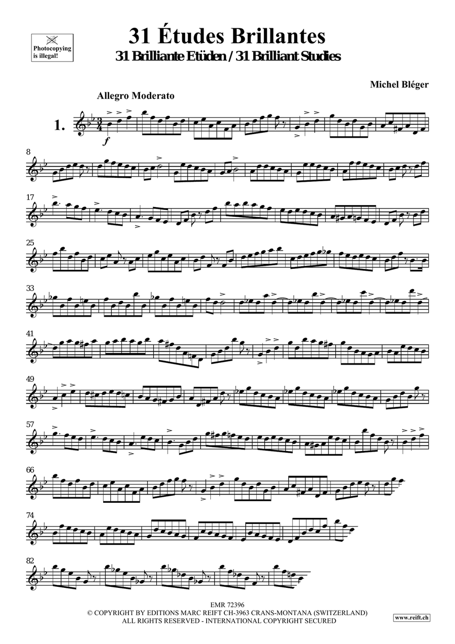 31 Etudes Brillantes 31 Etudes Brillantes Soprano Saxophone scores gallery preview page 3