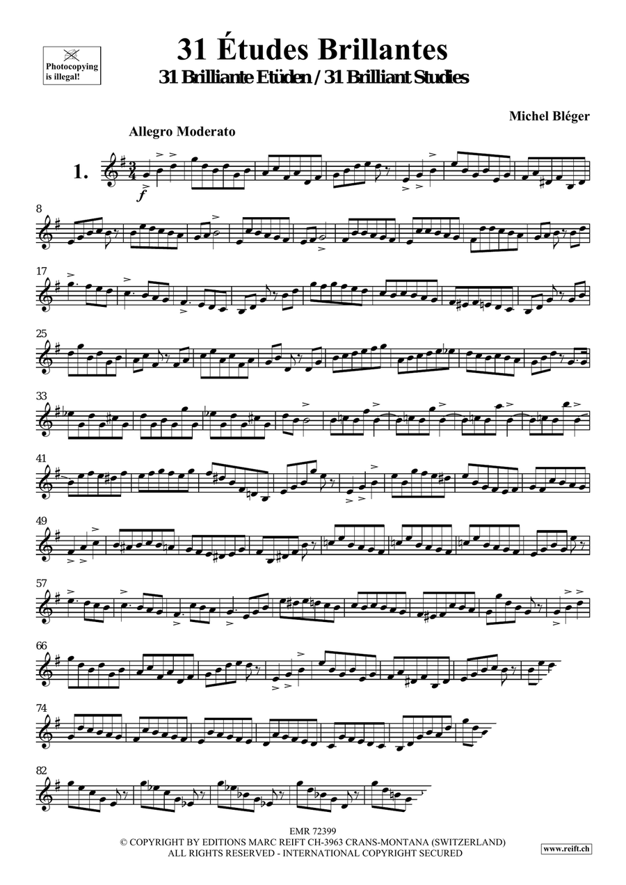 31 Etudes Brillantes 31 Etudes Brillantes Baritone Saxophone scores gallery preview page 3